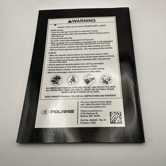 2016 Polaris Ranger XP 900 & Ranger Crew 900 Owner’s Manual OEM Part 9926461 - Picture 2 of 2